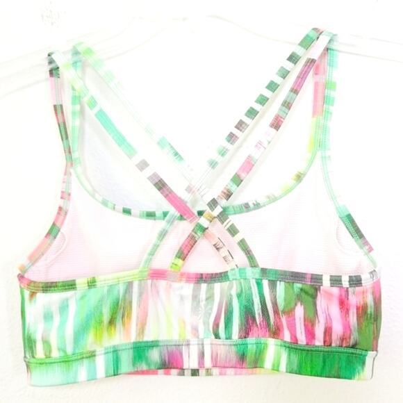 Athleta colorful watercolor strappy sports bra XS - Picture 2 of 10